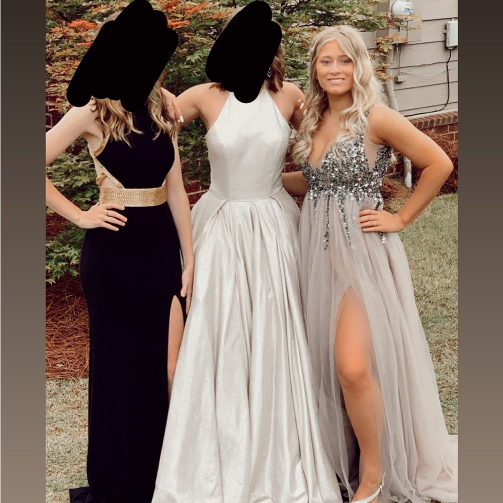 Elegant Silver Evening Gown